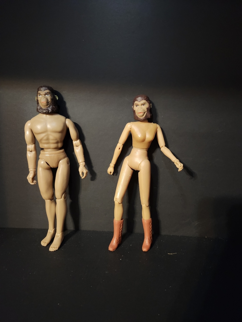 Vintage Mego Planet Of The Apes Action Figures - Tan Bodies with Brown Hair